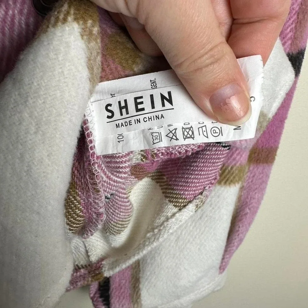 SHEIN Shacket pink plaid